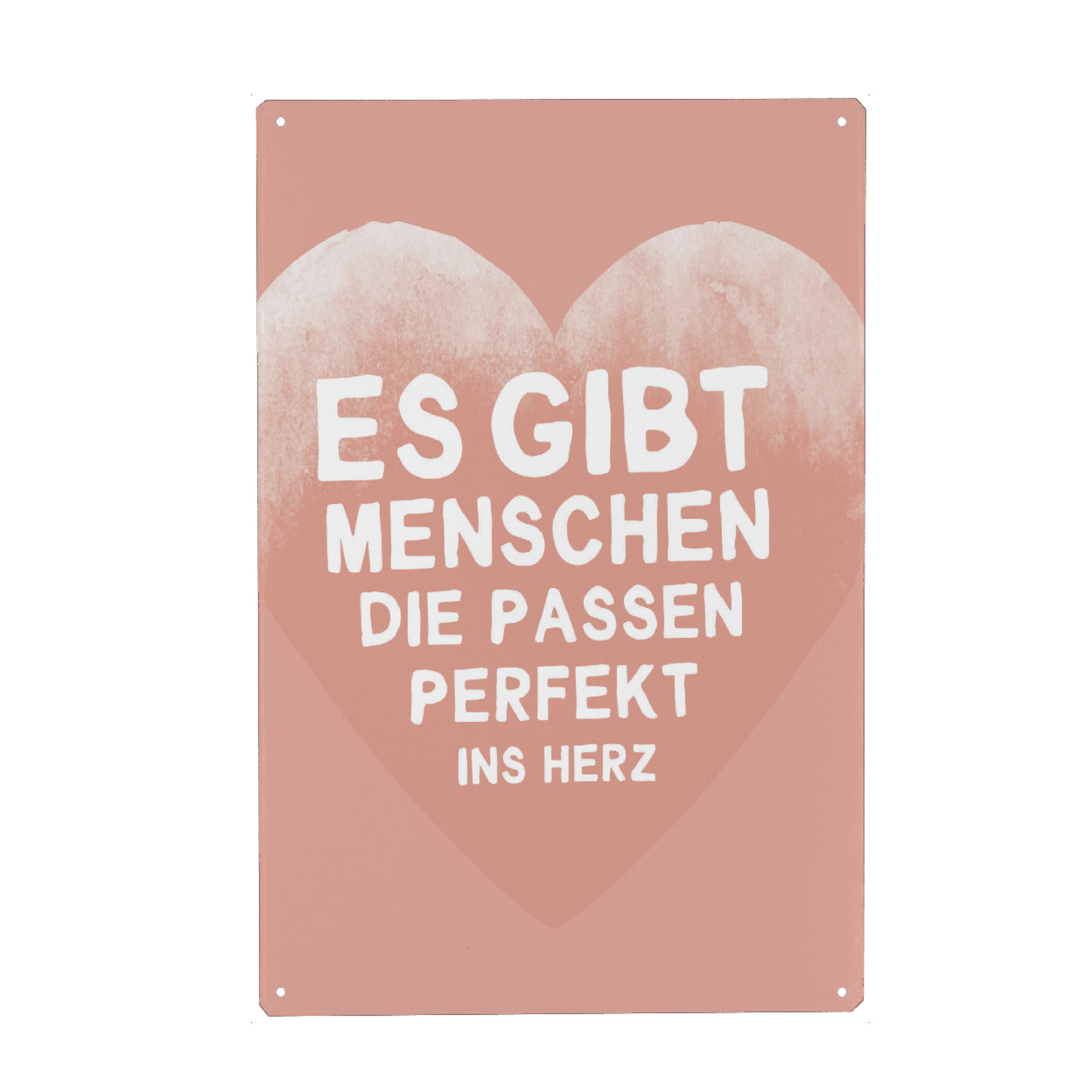 Holzbild "Passt perfekt ins Herz" artboxONE - Typografie,Für Kinder,Liebe,Für Mama,Lustig