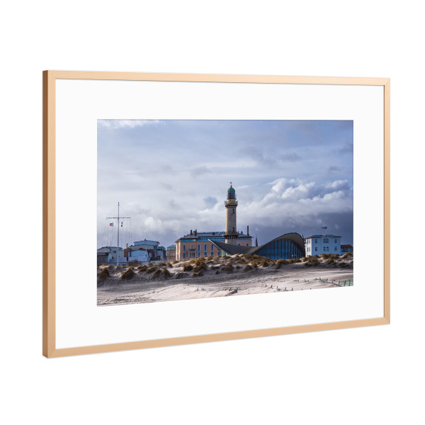Poster mit Rahmen Kupfer "Teepott, Leuchtturm und Strand" artboxONE - Natur,Reise,Architektur,Reise / Strand und Meer