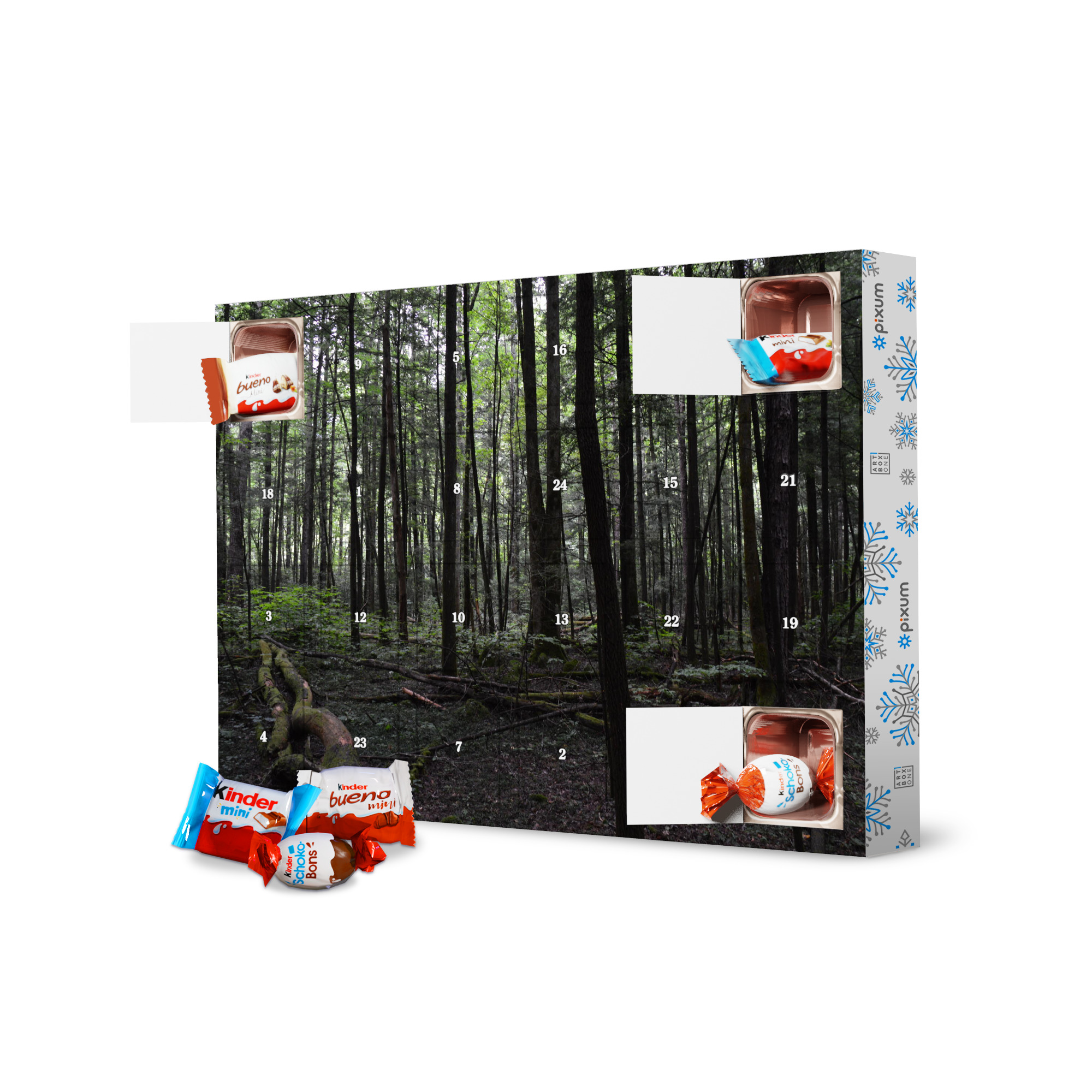 Adventskalender mit Produkten von Kinder Ein Wald aus lauter Bäumen artboxONE Adventskalender Natur