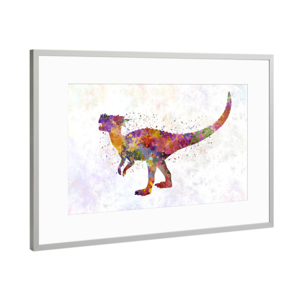 Poster mit Rahmen Silber "Dracorex in watercolor" artboxONE - Tiere,Abstrakt