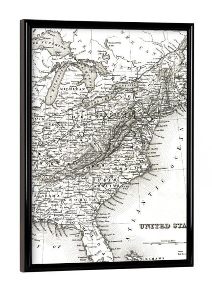 Poster mit schwarzem Rahmen "Old map - United States" artboxONE - Städte,Kartografie