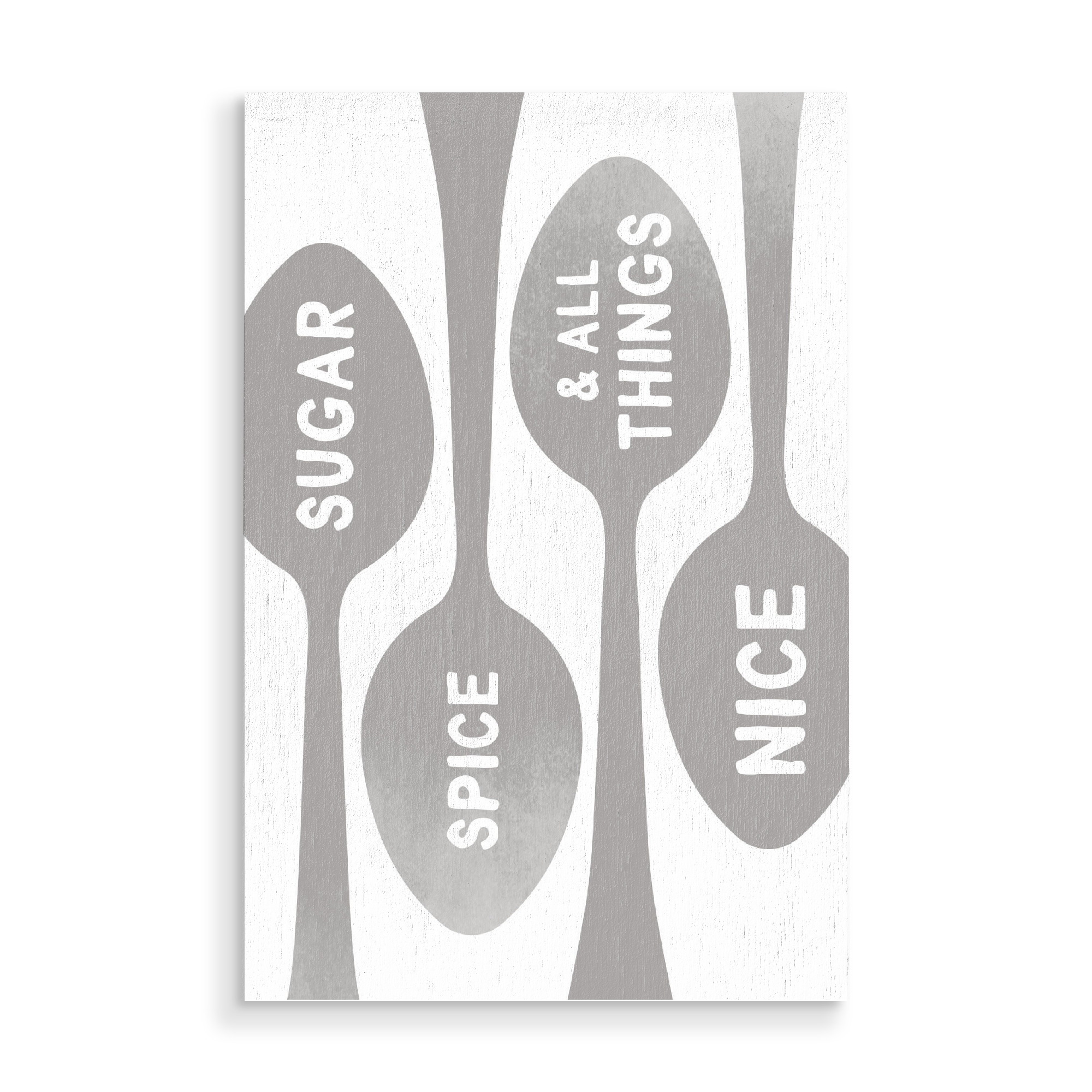 Holzbild "Sugar & Spice I Set grau" artboxONE - Typografie,Essen & Trinken,Menschen,Schwarzweiß,Lustig