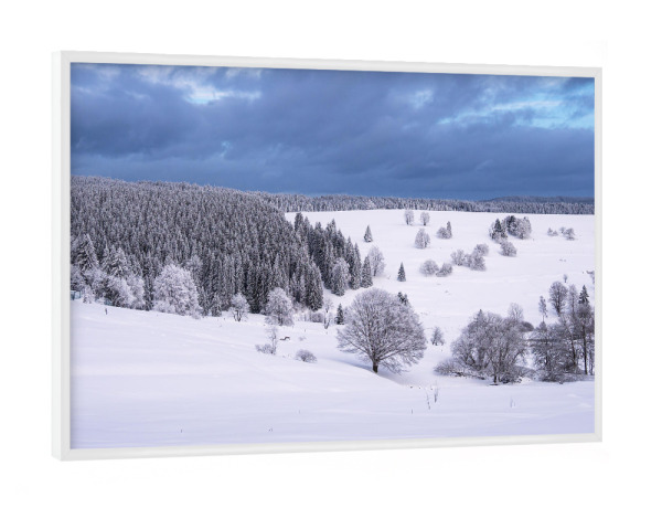 Poster mit weißem Rahmen "Schnee, Bäume und Himmel" artboxONE - Natur,Reise
