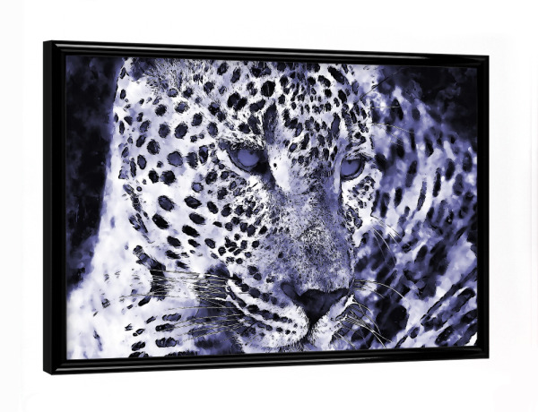 Poster mit schwarzem Rahmen "Leopard-art very peri" artboxONE - Tiere,Reise / Afrika - Leopard,Very peri,Art,Großkatze,Afrika,Tier,Portrait