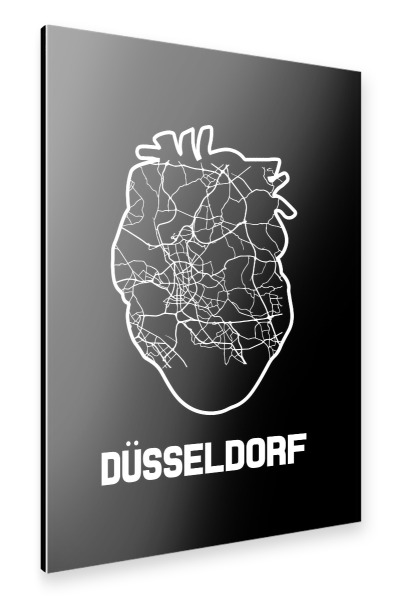 Alu-Dibond "Dusseldorf Heart Map" 30x20 cm artboxONE