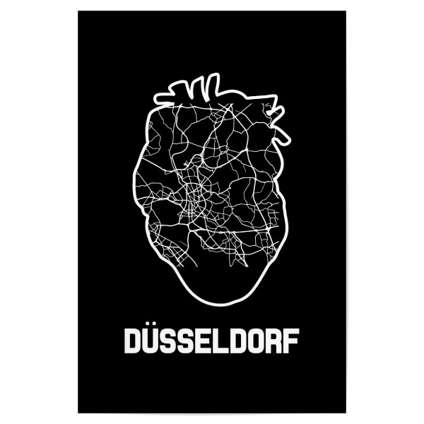 Poster 30x20 cm "Dusseldorf Heart Map" artboxONE - Reise,Städte / Düsseldorf,Kartografie
