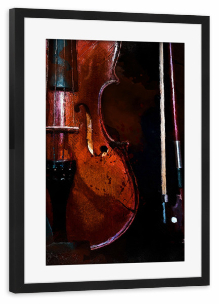 Poster mit Rahmen schwarz "Violinmusik Aquarell" artboxONE - Musik - Violine,Saite,Instrument,Musik,Jazz,Aquarell
