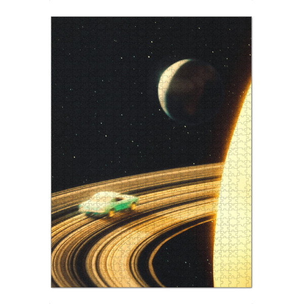 Puzzle Ravensburger "Driving Around Saturn" artboxONE - Reise,Automobile,Galaxy,Lustig