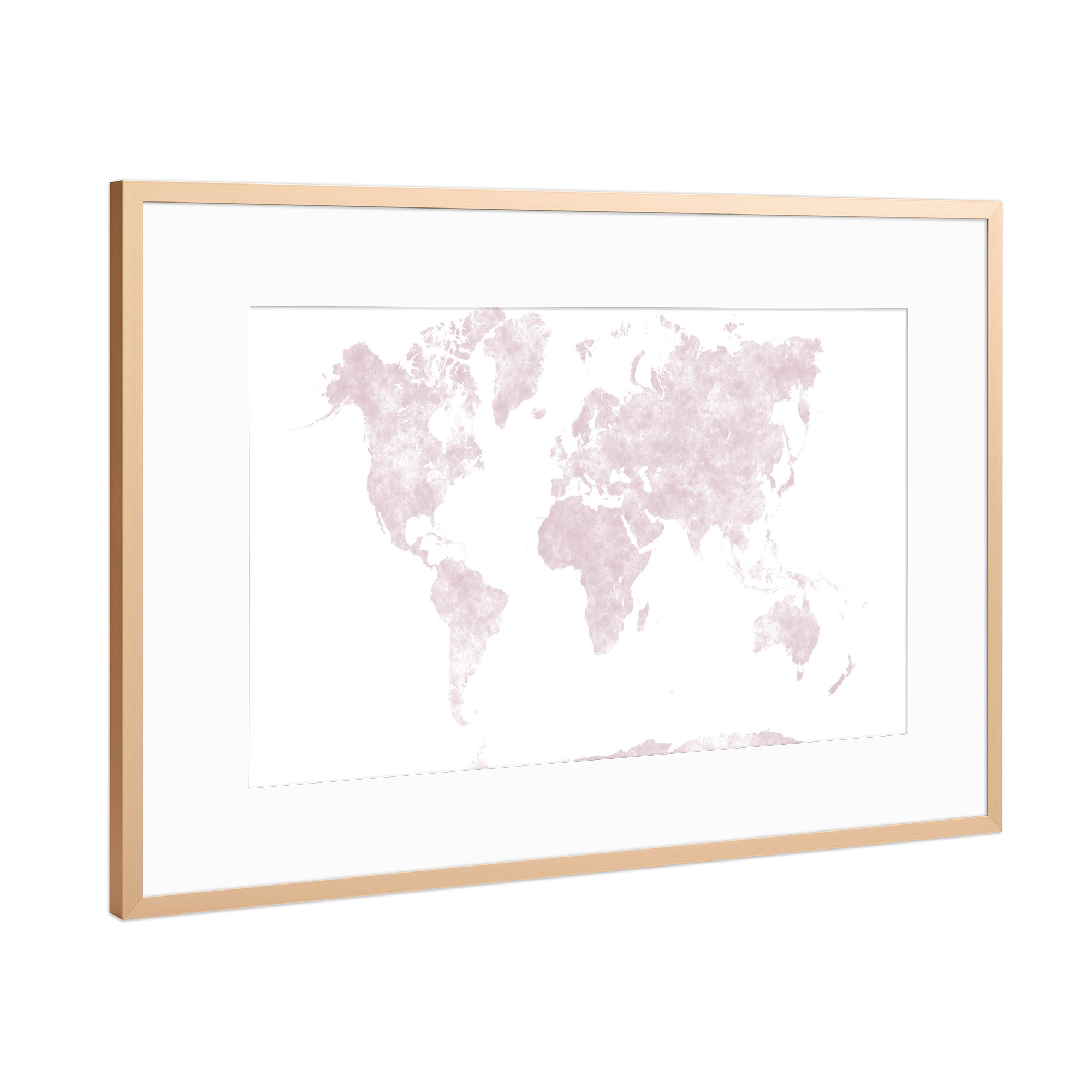 Poster mit Rahmen Kupfer "Weltkarte in Pastellfarbe-b" artboxONE - Abstrakt,Kartografie