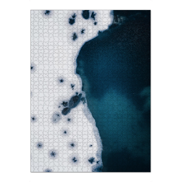 Puzzle Ravensburger "ICEBREAKER" artboxONE - Natur,Abstrakt - Winter,Aerial,Drone,Luftaufnahme,Allgäu,Dji,Nft,Bavaria,Ice,Water,Blue,Blau