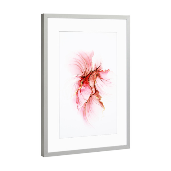 Poster mit Rahmen Silber "Because" artboxONE - Natur,Floral,Abstrakt - Gold,Pink,Rosa,Abstract,Art,Alcoholink,Alcoholinkart