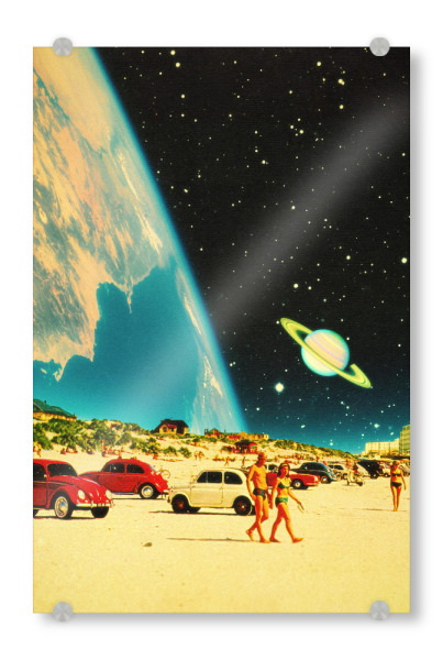 Acrylglasbild "Galaxy Beach" artboxONE - Reise / Strand und Meer,Automobile,Galaxy,Lustig