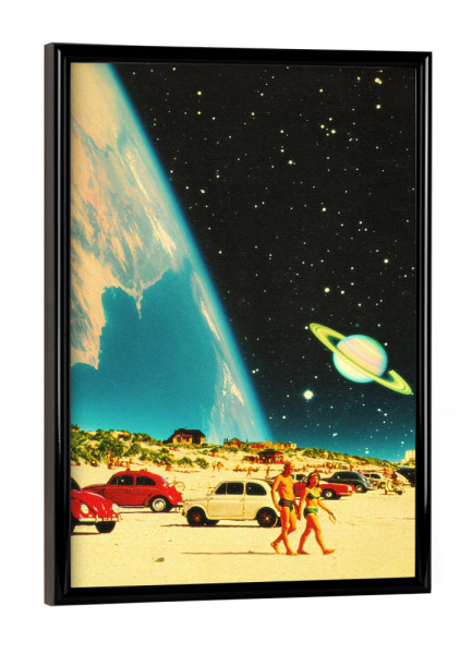 Poster mit schwarzem Rahmen "Galaxy Beach" artboxONE - Reise / Strand und Meer,Automobile,Galaxy,Lustig