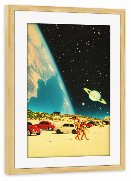 Poster mit Rahmen kiefer "Galaxy Beach" artboxONE - Reise / Strand und Meer,Automobile,Galaxy,Lustig