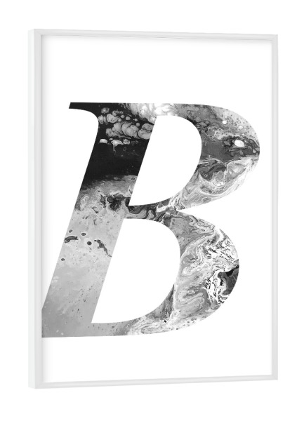 Poster mit weißem Rahmen "Buchstabe Alphabet B" artboxONE - Typografie,Schwarzweiß,Buchstaben,Buchstaben / B