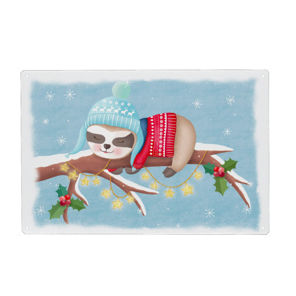 Holzbild "Faultier im Winter" artboxONE - Für Kinder,Tiere,Weihnachten