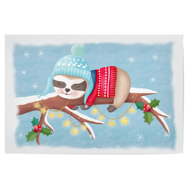 Poster "Faultier im Winter" artboxONE - Für Kinder,Tiere,Weihnachten