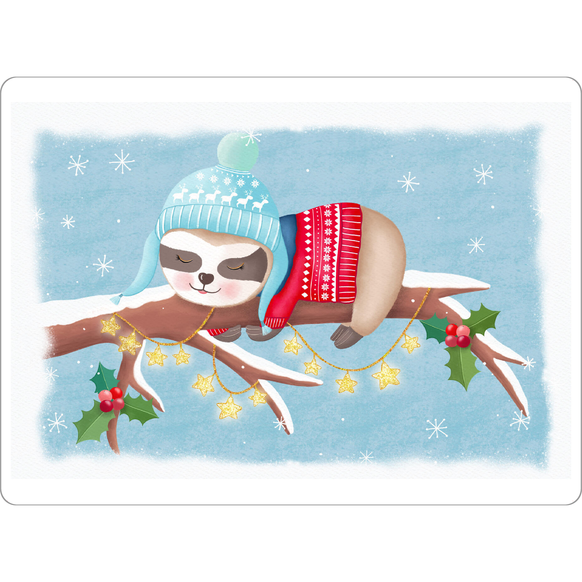 Tischset "Faultier im Winter" artboxONE - Für Kinder,Tiere,Weihnachten