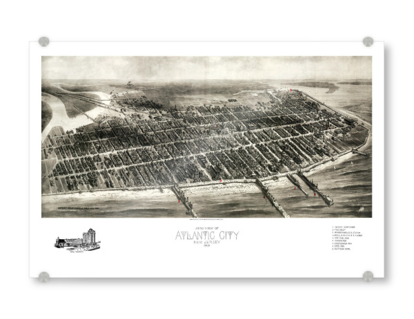 Acrylglasbild "Antike Karte von Atlantic City" artboxONE - Kartografie