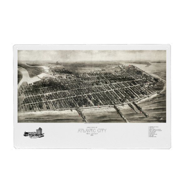 Metall Poster "Antike Karte von Atlantic City" artboxONE - Kartografie