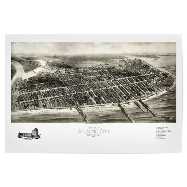 Poster "Antike Karte von Atlantic City" artboxONE - Kartografie