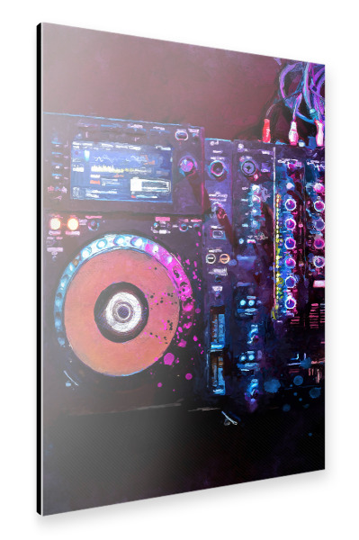 Alu-Dibond "DJ set watercolor art" 30x20 cm artboxONE