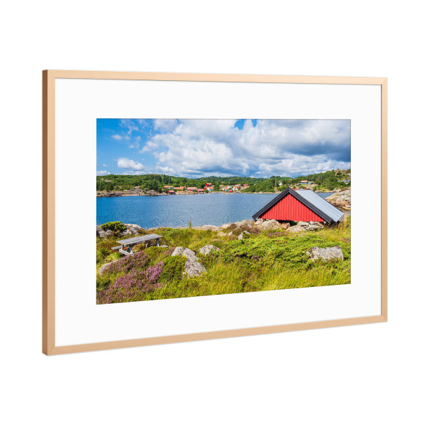 Poster mit Rahmen Kupfer "Hütte auf Skjernøya" artboxONE - Natur,Reise,Architektur,Reise / Länder