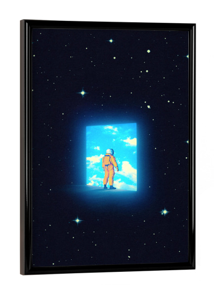Poster mit schwarzem Rahmen "Astronaut kommt nach Hause" artboxONE - Reise,Menschen,Fiktion,Männer,Galaxy