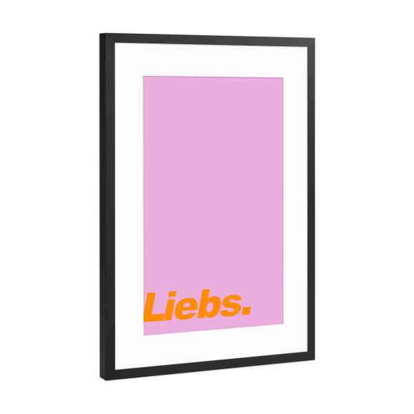 Poster mit Rahmen Schwarz (Metallic) "Liebs - bunte Typografie" artboxONE - Typografie,Liebe,Lustig