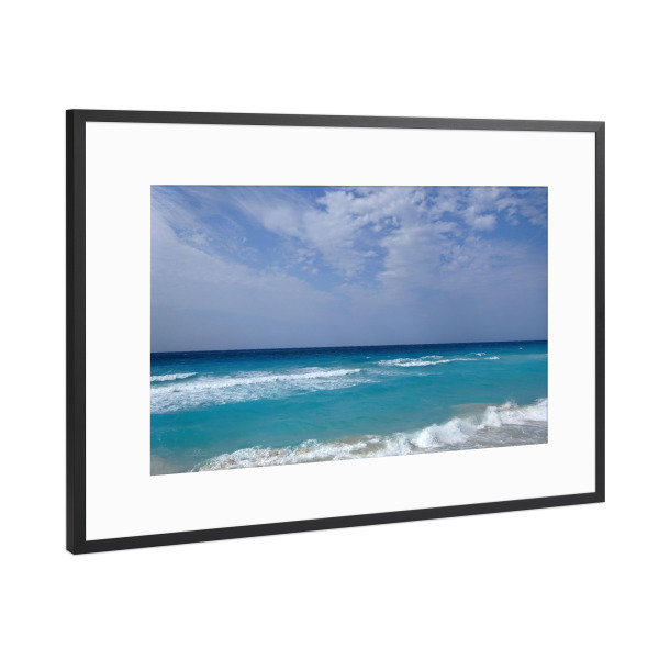 Poster mit Rahmen Schwarz (Metallic) "Türkiser Karibikstrand" artboxONE - Natur,Reise,Reise / Strand und Meer,Reise / Länder