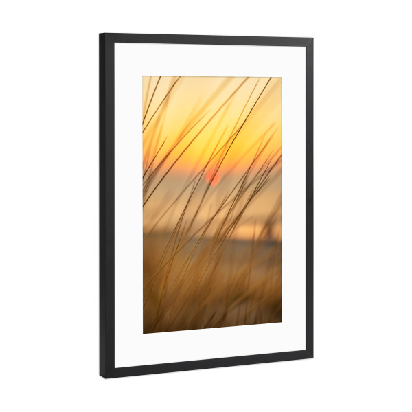 Poster mit Rahmen Schwarz (Metallic) "Meerblick und Dünengras" artboxONE - Natur,Reise,Reise / Strand und Meer