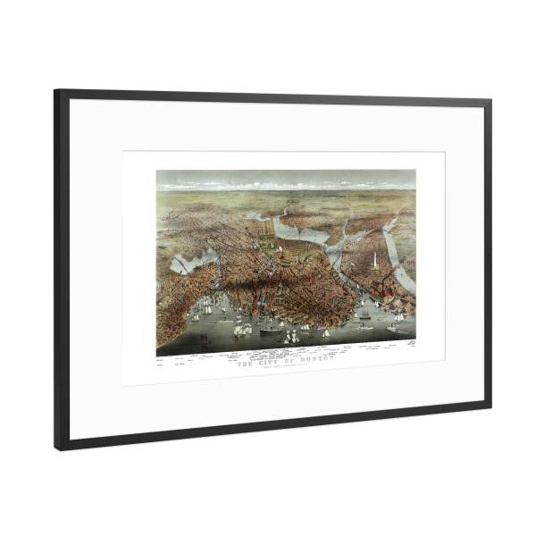 Poster mit Rahmen Schwarz (Metallic) "Pictorial map boston" artboxONE - Architektur,Kartografie