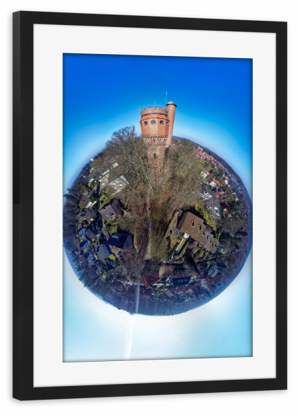 Poster mit Rahmen schwarz "Mölln - Wasserturm Planet" artboxONE - Städte,Reise,Architektur,Reise / Länder,Städte / Weitere