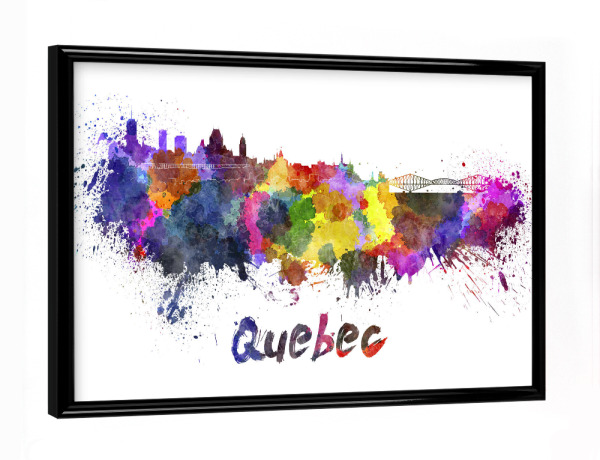 Poster mit schwarzem Rahmen "QUEBEC-Skyline im Aquarell" artboxONE - Städte,Abstrakt,Architektur