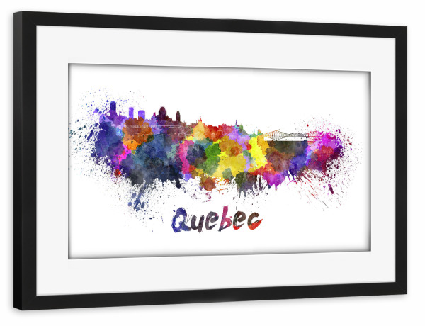 Poster mit Rahmen schwarz "QUEBEC-Skyline im Aquarell" artboxONE - Städte,Abstrakt,Architektur