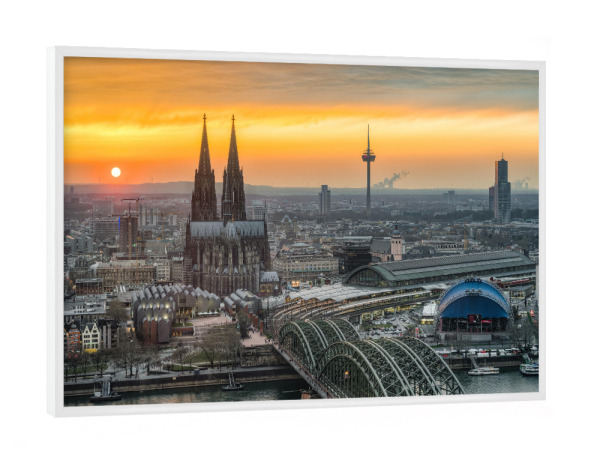 Poster mit weißem Rahmen "Sonnenuntergang Köln" artboxONE - Städte / Köln,Reise,Architektur