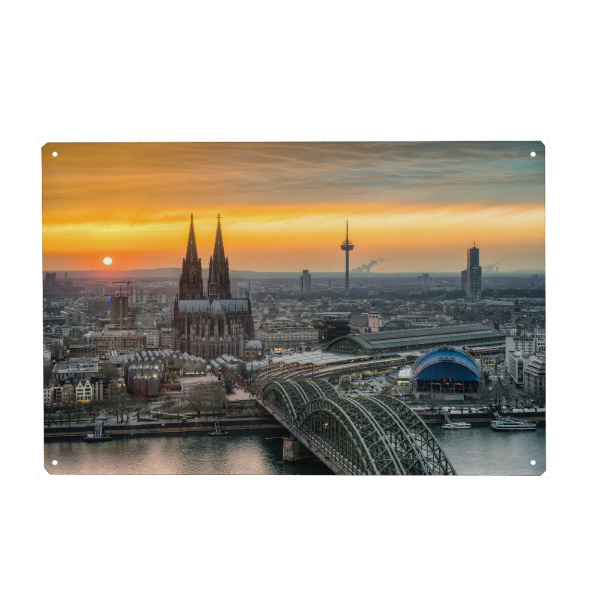 Metall Poster "Sonnenuntergang Köln" artboxONE - Städte / Köln,Reise,Architektur