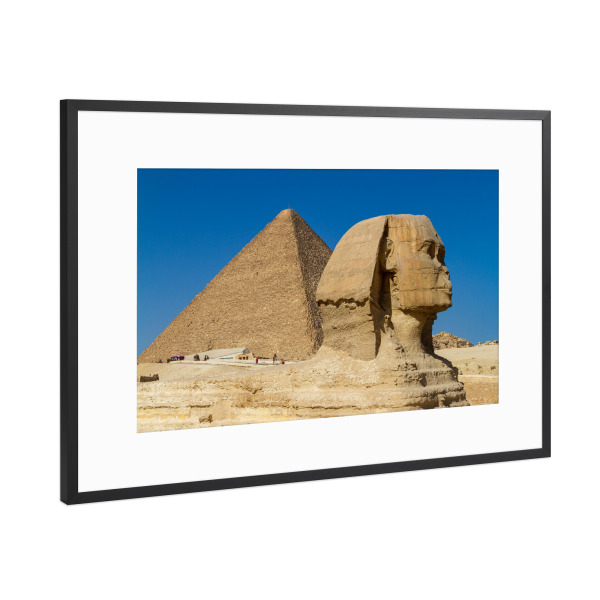 Poster mit Rahmen Schwarz (Metallic) "Die große Sphinx von Gizeh" artboxONE - Architektur