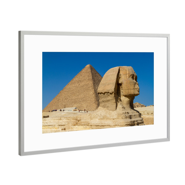 Poster mit Rahmen Silber "Die große Sphinx von Gizeh" artboxONE - Architektur