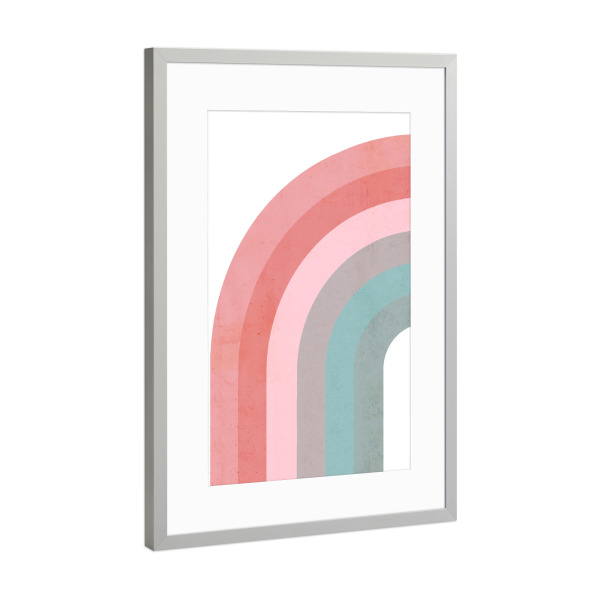 Poster mit Rahmen Silber "Sommerlicher Regenbogen" artboxONE - Für Kinder,Abstrakt,Geometrie