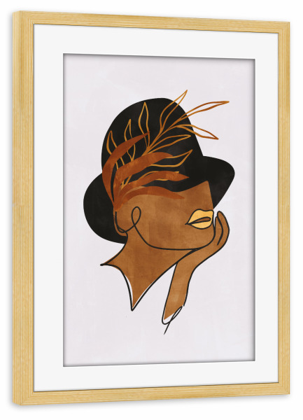 Poster mit Rahmen kiefer "Woman with Hat Portrait" artboxONE - Natur,Floral,Abstrakt