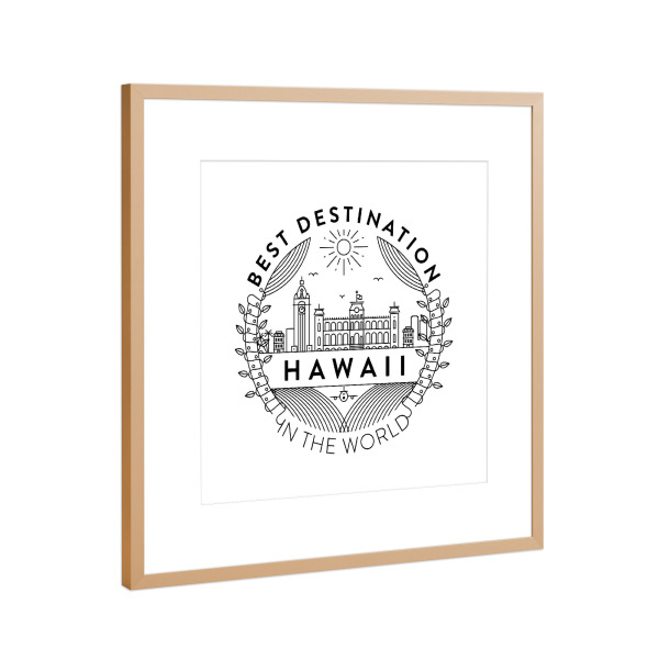 Poster mit Rahmen Kupfer "Hawaii-Abzeichen" artboxONE - Städte,Reise / Strand und Meer