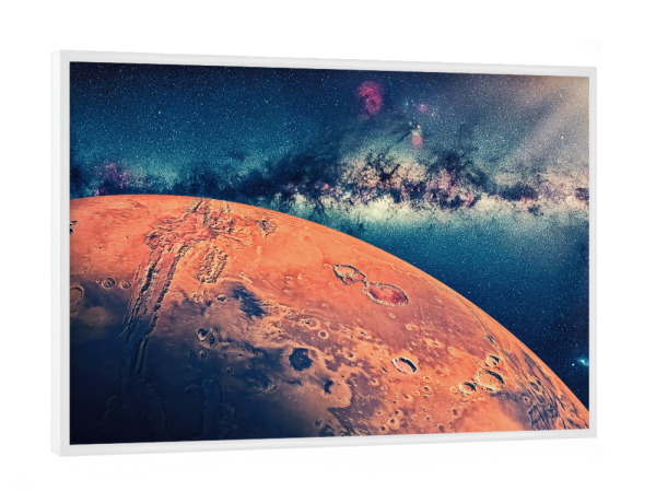 Poster mit weißem Rahmen "Der Rote Planet" artboxONE - Reise,Fiktion,Für Papa,Galaxy