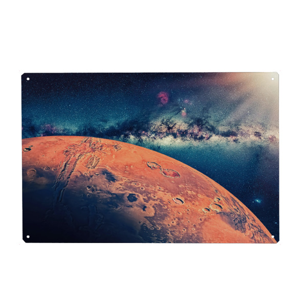 Metall Poster "Der Rote Planet" artboxONE - Reise,Fiktion,Für Papa,Galaxy
