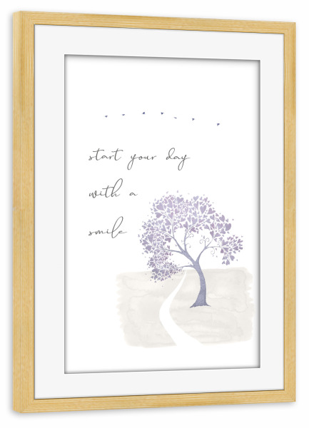 Poster mit Rahmen kiefer "Smile - Japandi Stil" artboxONE - Typografie,Natur