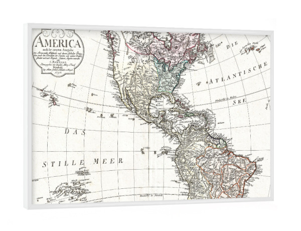 Poster mit weißem Rahmen "Amerika-Bildkarte-n" artboxONE - Architektur,Kartografie