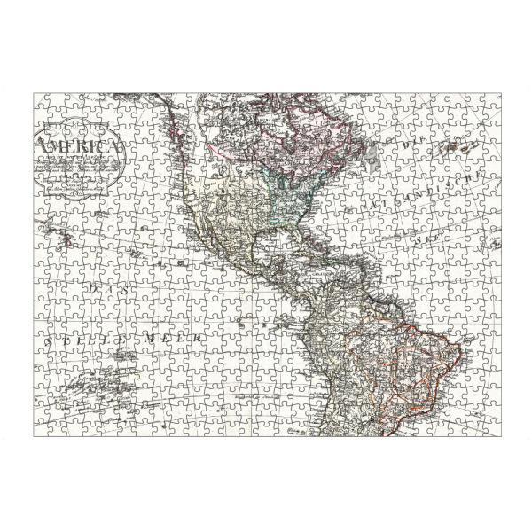 Puzzle Ravensburger "Amerika-Bildkarte-n" artboxONE - Architektur,Kartografie - Karte,Flach,Antik,Retro,Alt,Karten,Karte der welt,Illustration,Amerika