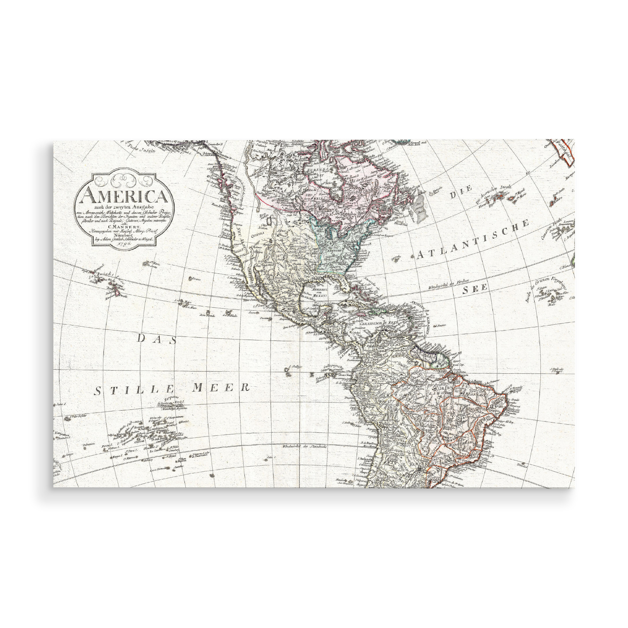 Holzbild "Amerika-Bildkarte-n" artboxONE - Architektur,Kartografie - Karte,Flach,Antik,Retro,Alt,Karten,Karte der welt,Illustration,Amerika
