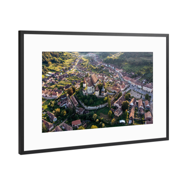 Poster mit Rahmen Schwarz (Metallic) "Biertan Kirchenburg" artboxONE - Architektur,Reise / Länder