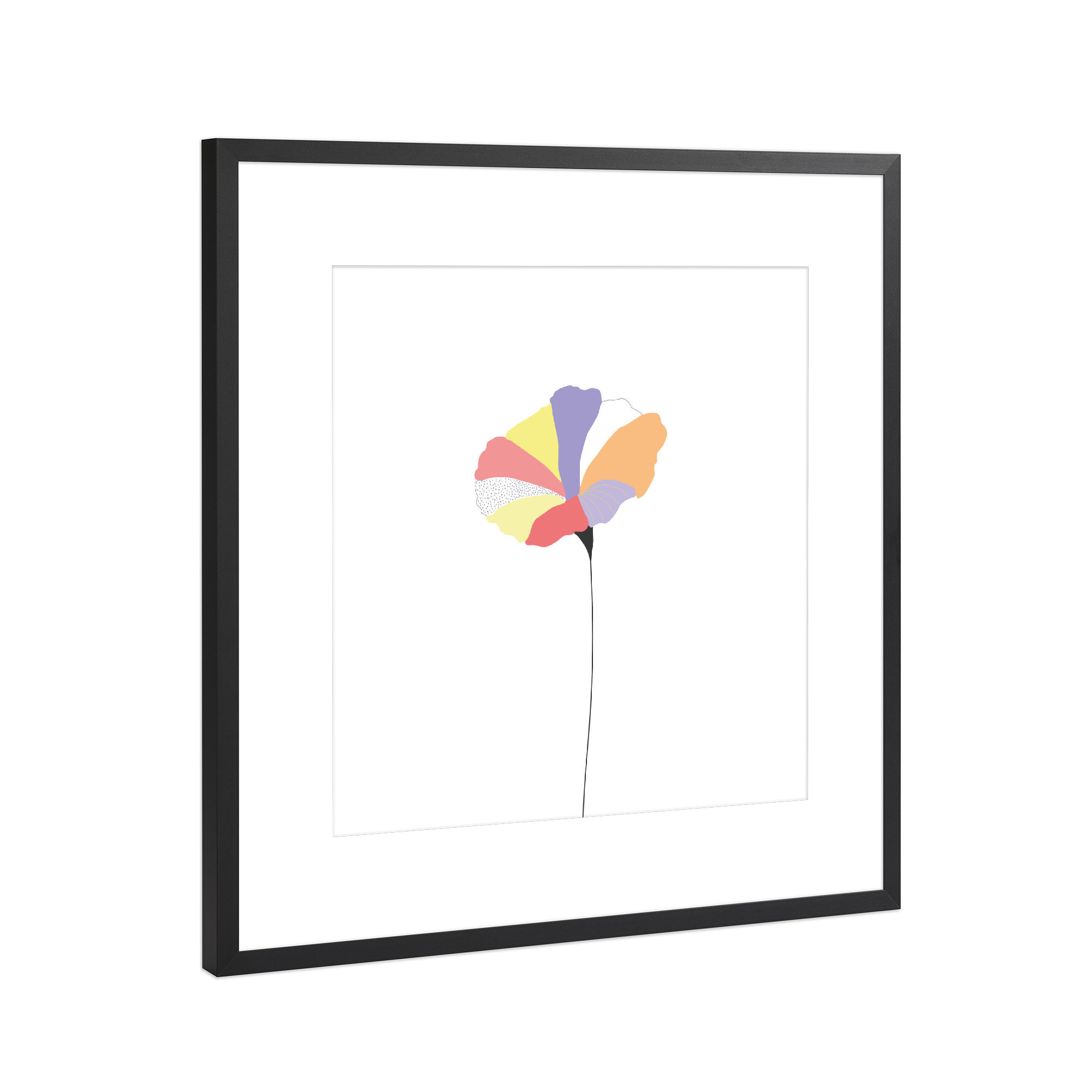 Poster mit Rahmen Schwarz (Metallic) "Mohnblume bunt" artboxONE - Floral,Abstrakt